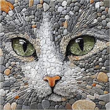Cat Puzzles for Adults 1000 Pieces, Challenging Stone Mosaic Cats Jigsaw Puzzles, Nature Pebble Kitten Animal Puzzle as Home Decor