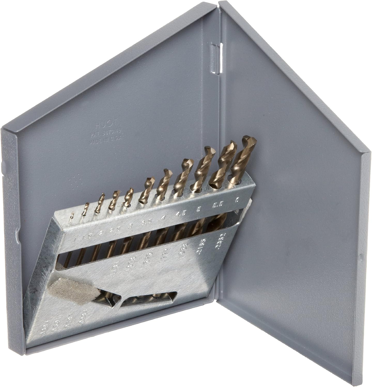 Chicago Latrobe 54126 550 Series Cobalt Steel Jobber Length Drill Bit Set with Metal Case, Gold Oxide Finish, 135 Degree Split Point, Metric, 11-piece, 1.0mm - 6.0mm in 0.5mm increments