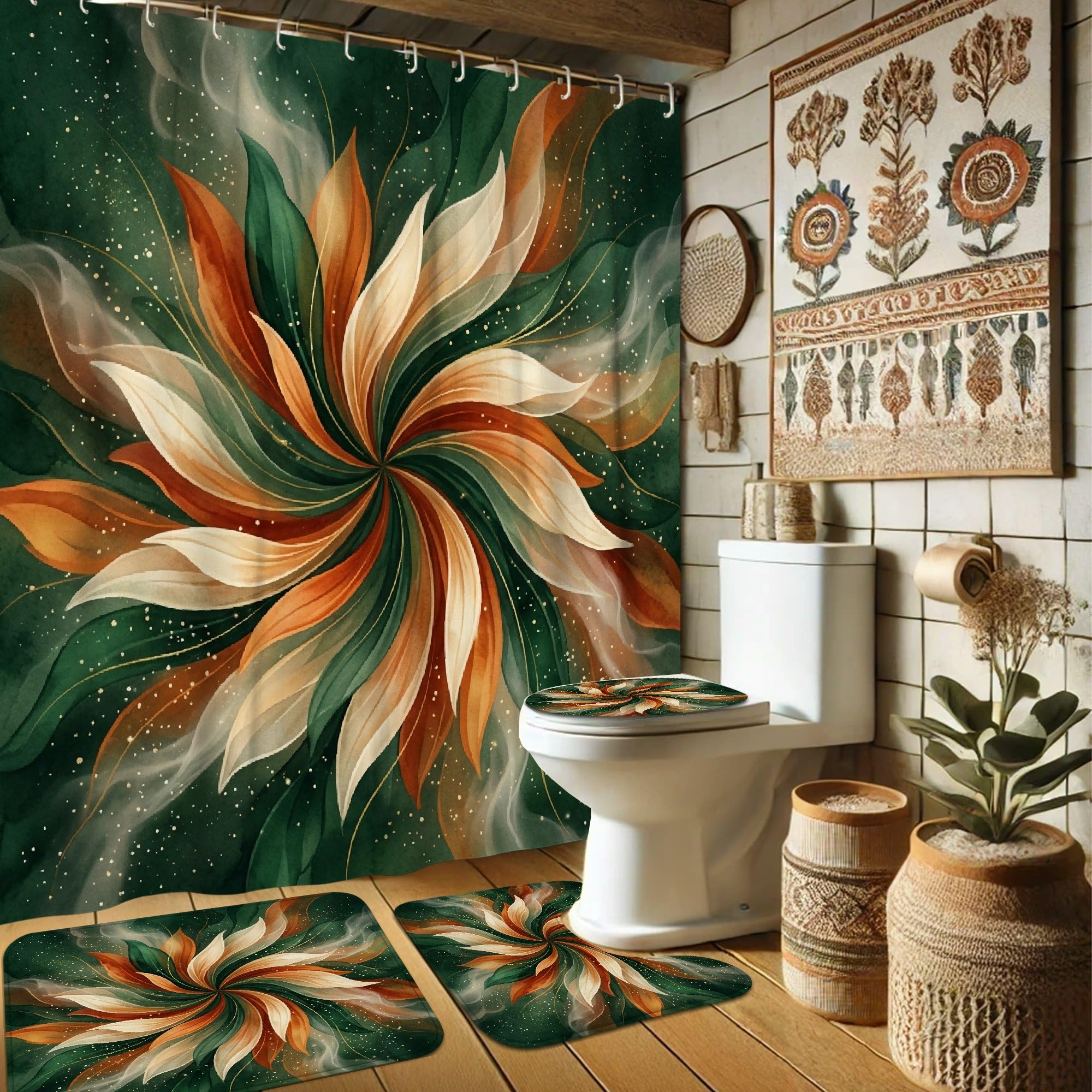 Rideau de douche moderne floral en polyester de qualité supérieure 183 x 183 cm