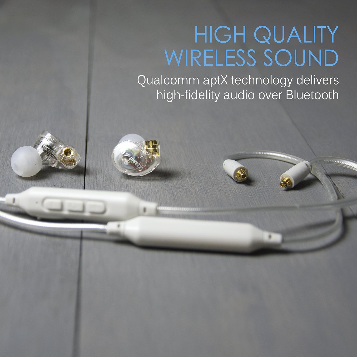 MEE audio BTX1 with earphones demonstrating high quality wireless sound