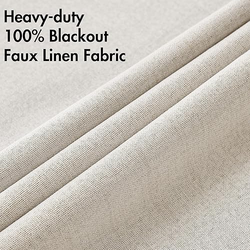Miniatura 5 de MIULEE Cortinas de lino 100% opacas para dormitorio, con aislamiento térmico, ojales de abedul, cortinas de oscurecimiento de habitación y cortinas
