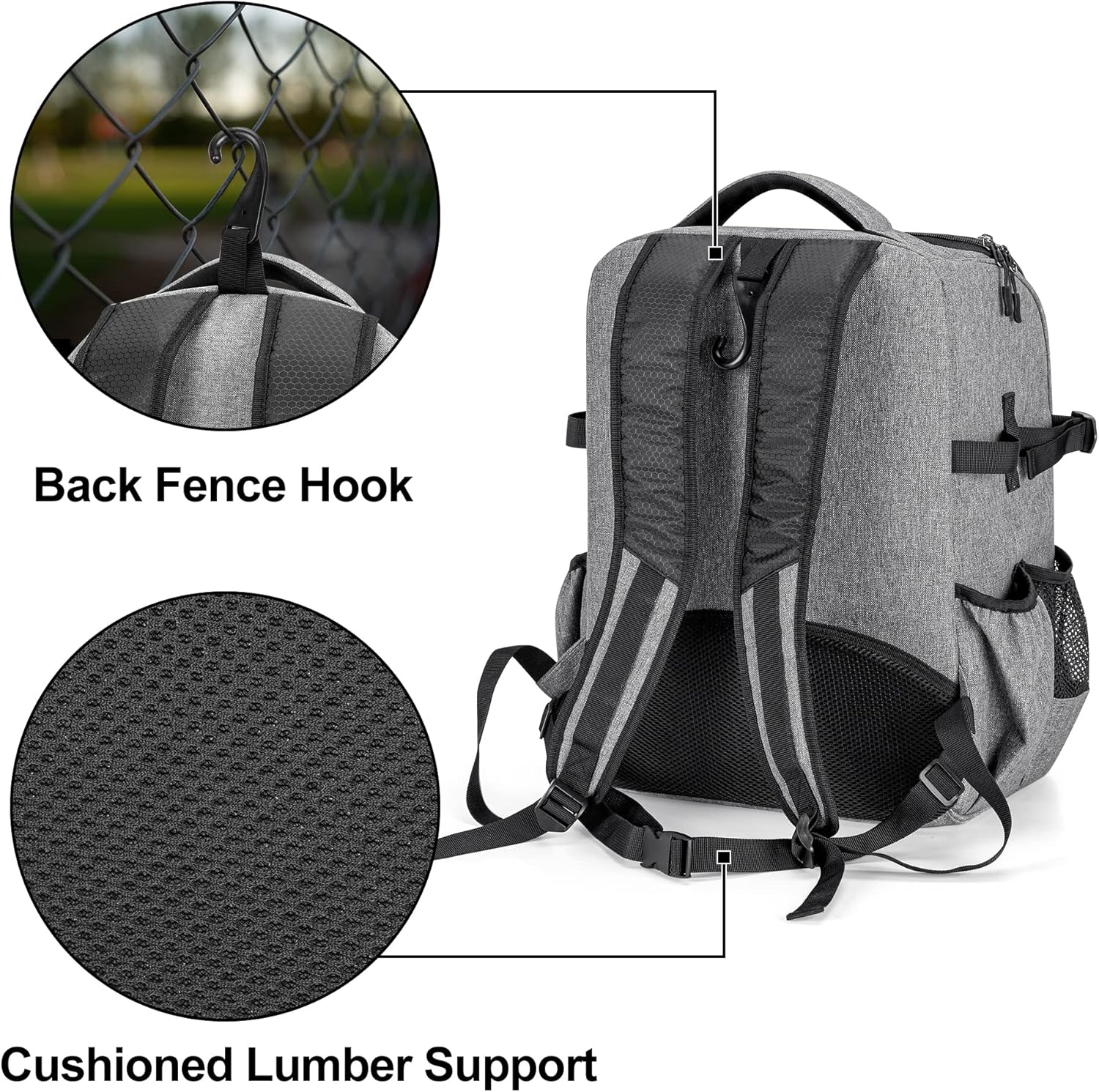 DSLEAF Baseball Backpack for 4 Bats, Softball Bag with External Helmet Holder and Separate Shoe Space Up to US Mens 13