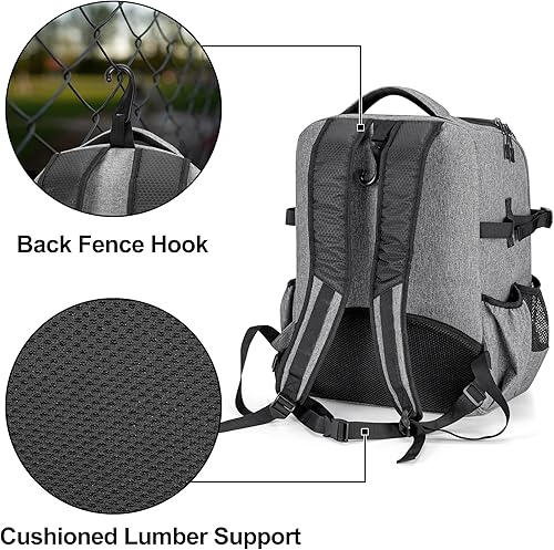 Miniatura 4 de DSLEAF Baseball Backpack for 4 Bats, Softball Bag with External Helmet Holder and Separate Shoe Space Up to US Mens 13