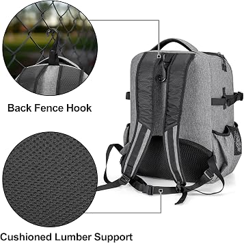 DSLEAF Baseball Backpack for 4 Bats, Softball Bat Bag with Helmet Holder