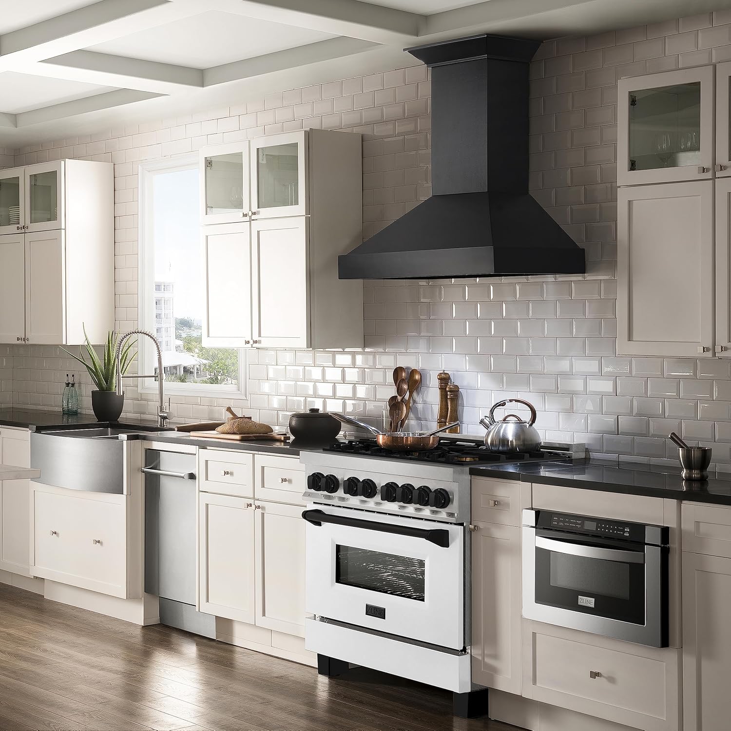 ZLINE Autograph 36 in. Legacy Dual Fuel Range in Satin Steel w/White & Black Accents (RASZ-WM-36-MB)