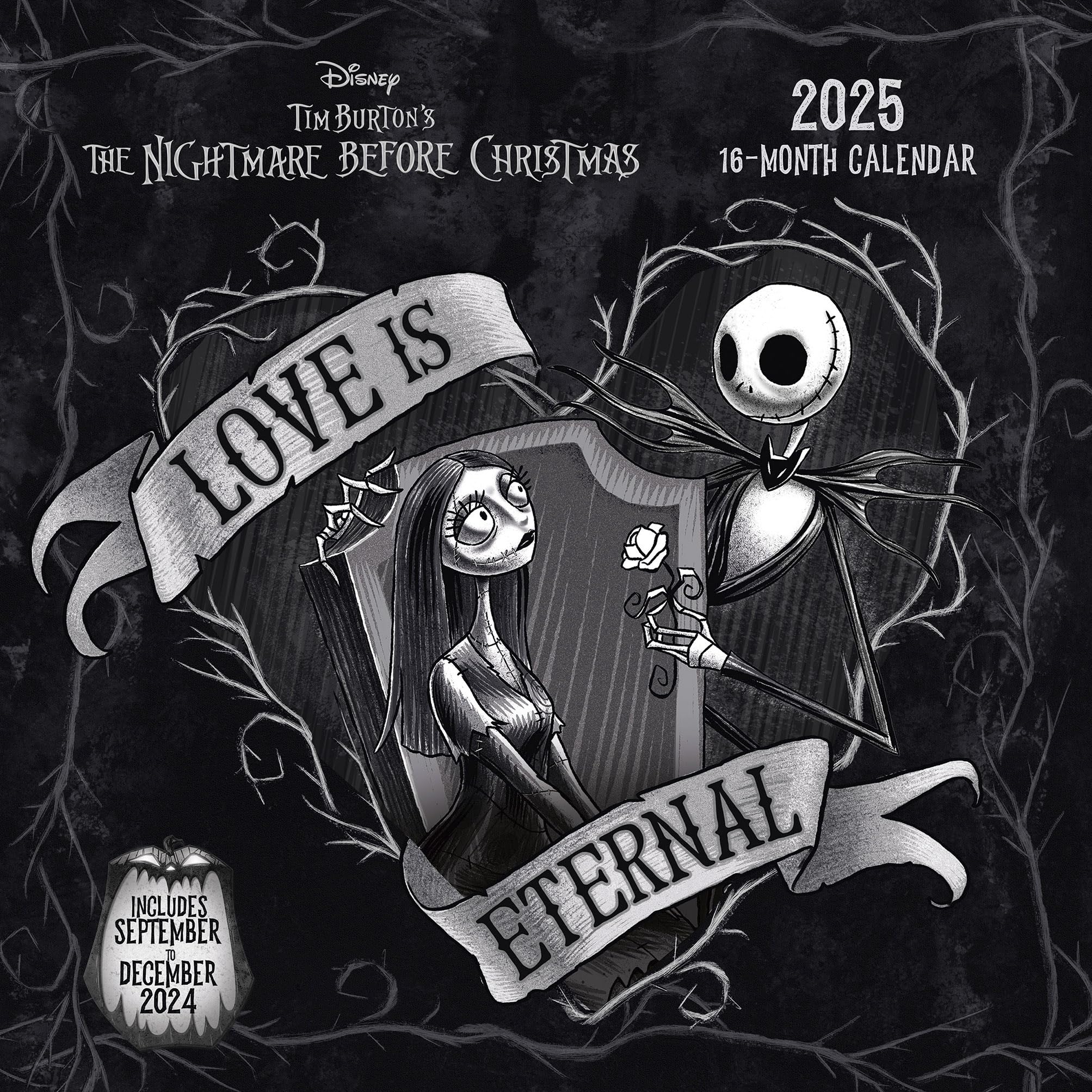 Pyramid International The Nightmare Before Christmas 2025 Calendar – Disney Tim Burton 16-Month Planner, Iconic Characters, Large Grid