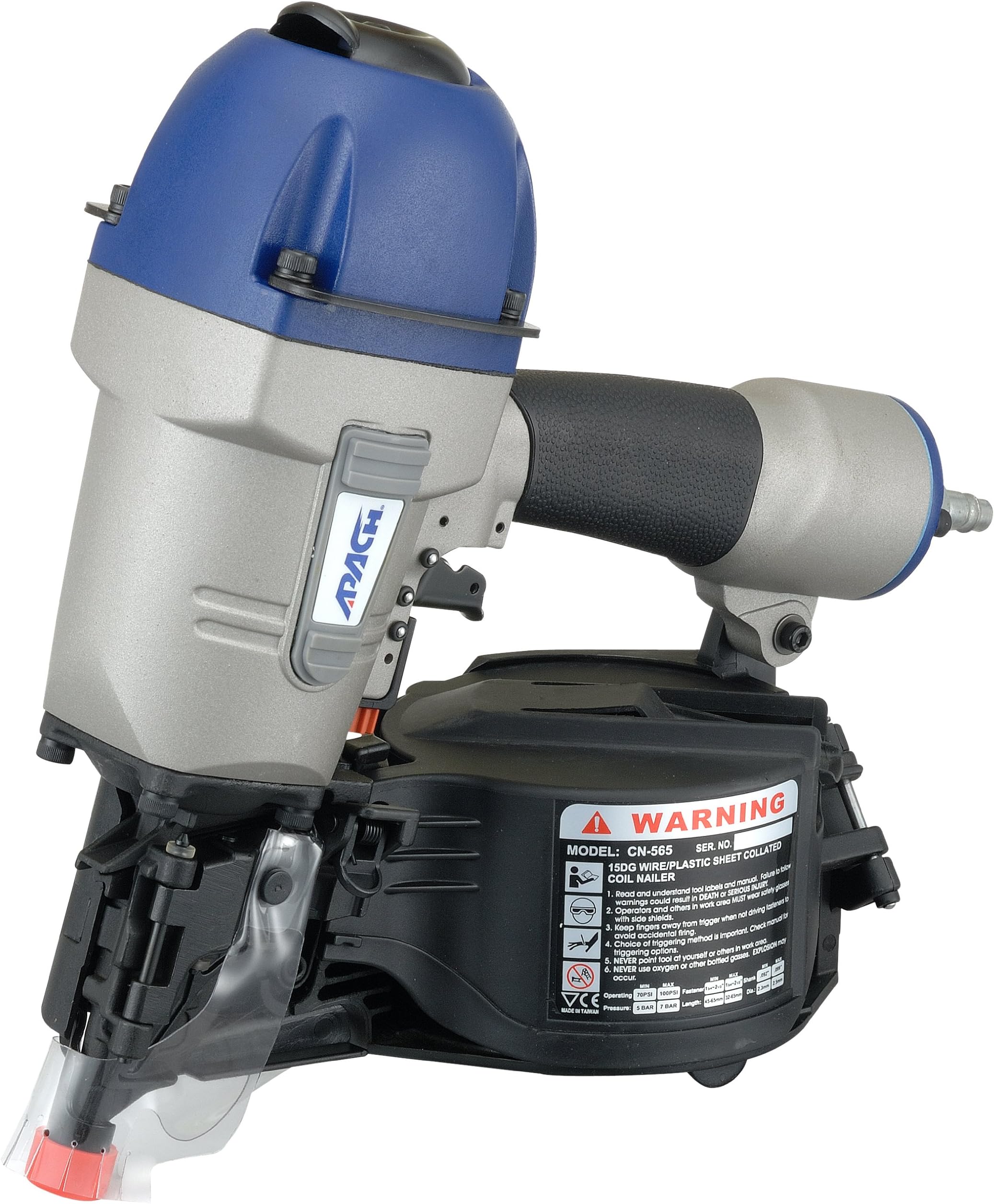 APACH CN-565 Industrial 15-Degree Coil Siding Nailer for 1-3/4-Inch to 2-1/2-Inch Wire and Plastic Sheet Collated Siding Nails