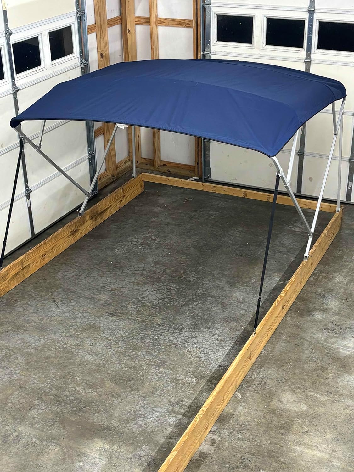 Cypress Rowe Outfitters Navy Blue Replacement Bimini Top Canvas with Storage Boot, 10' Long x 8.5' Wide, 16oz, 4 Bow, fits 97-103" Wide, Zippered Sleeves, Cutout for Navigation Light on Rear Bow
