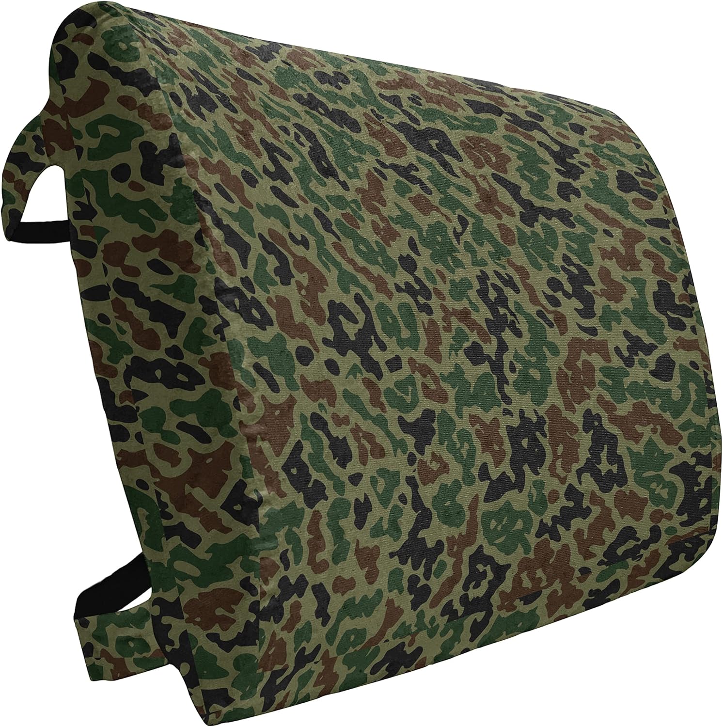 Ambesonne Camouflage Lumbar Back Support Pillow, Green Camo Pattern Abstract Formless Design Blending into The Forest, High Density Foam for Office Chairs Car Seats, 14" x 13", Green Brown Black