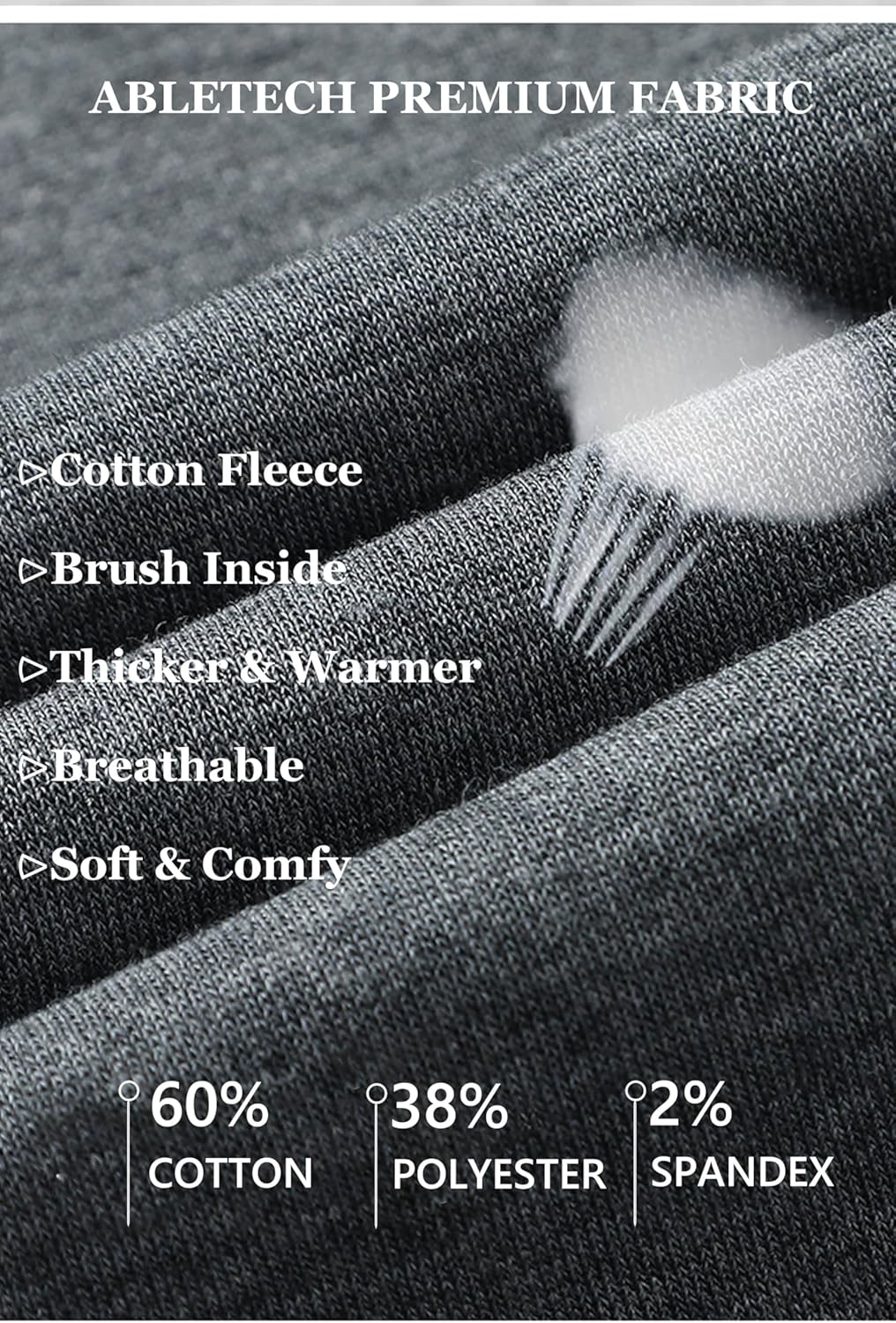 Cotton Fleece Sweatpants for Men 28-29" Inseam Short Length Stretch Athletic Warm Pants for Casual Lounge - Image 5