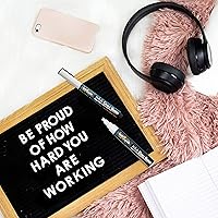 Vista 5 de CHALKY CROWN 5pc White Chalk Markers - Non-Toxic Liquid Chalkboard Markers, White Liquid Chalk Marker for Windows, Glass - 1, 3, 6, 10, 15mm Tips