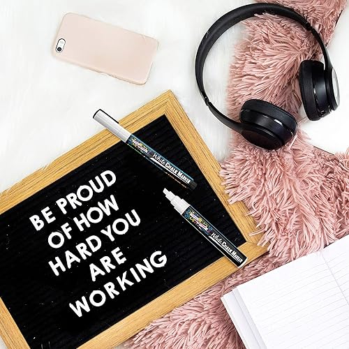 Miniatura 5 de CHALKY CROWN 5 marcadores de tiza blanca, marcadores de pizarra líquida no tóxica, marcador de tiza líquida blanca para ventanas, vidrio, puntas de