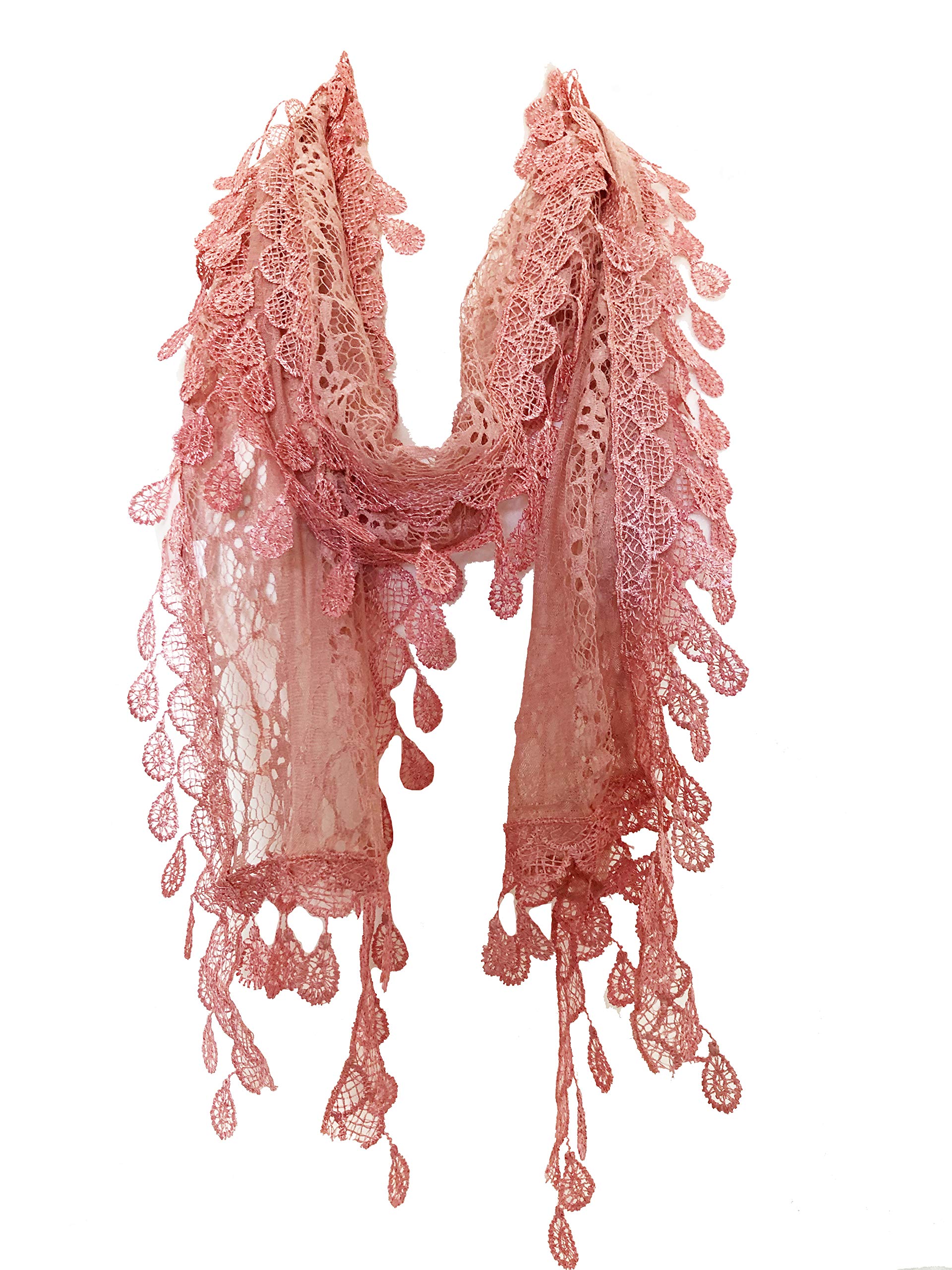 Pamper Yourself Now Women's Peach Pamper Yourself Leaf Lace Scarf