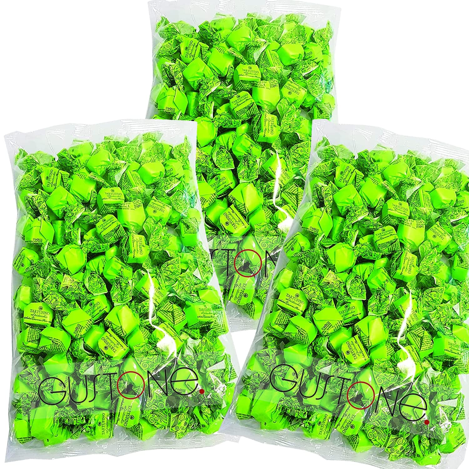 GUSTONE. Antica Torroneria Schokoladentrüffel Tartufi Dolci Pistacchio 3kg | 3x1kg Großpackung, Pistazie weiße Trüffel-Pralinen, Schokoladentrüffel, über 135 Jahre Erfahrung, ideal als Geschenk