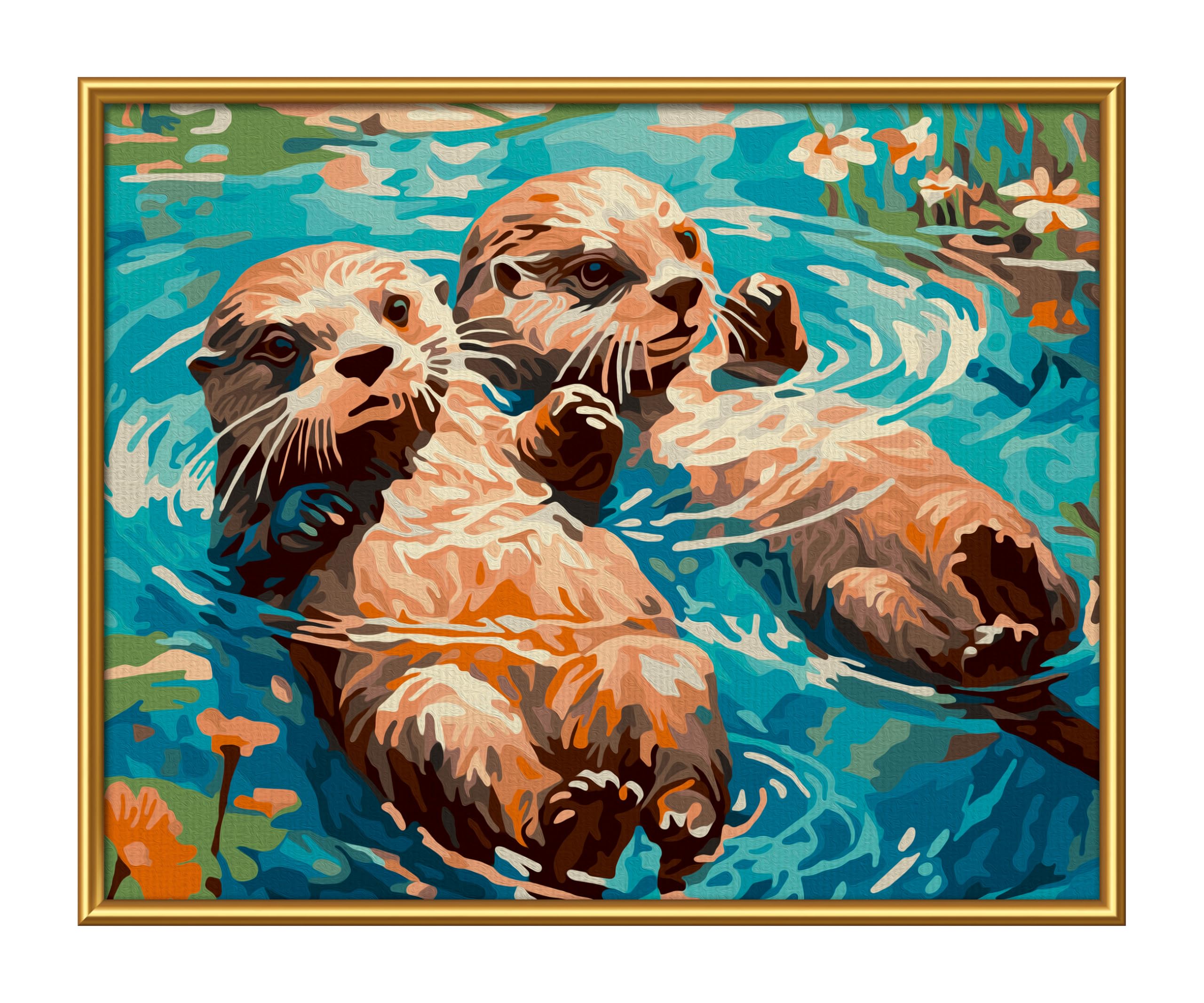 Schipper 609240917 Malowanie według numerów – para wydry – obrazy dla dorosłych, łącznie z pędzlem i farbami akrylowymi, 24 x 30 cm