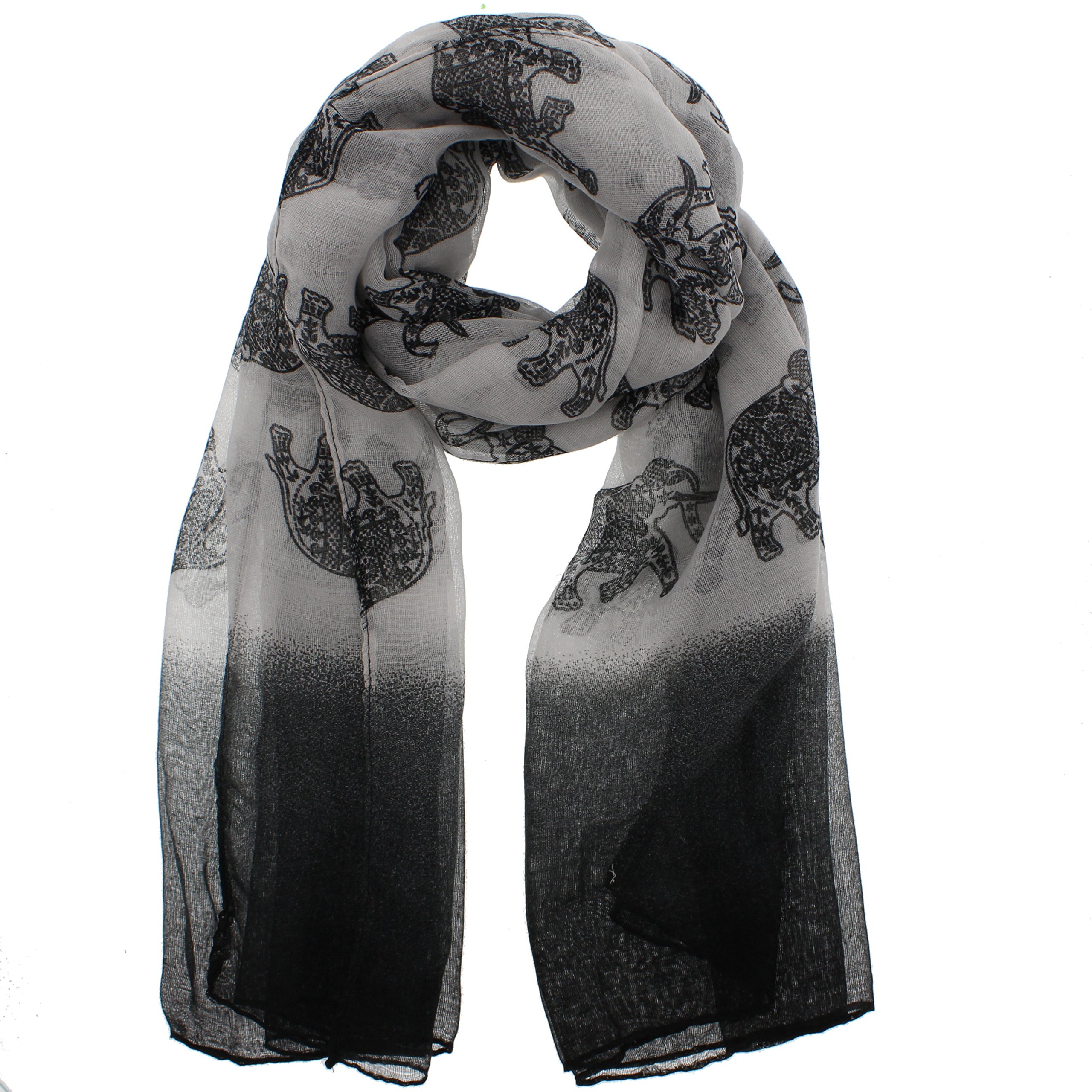 Zac's Alter Ego Long Lightweight Women's Elephant Animal Print Oversized Scarf