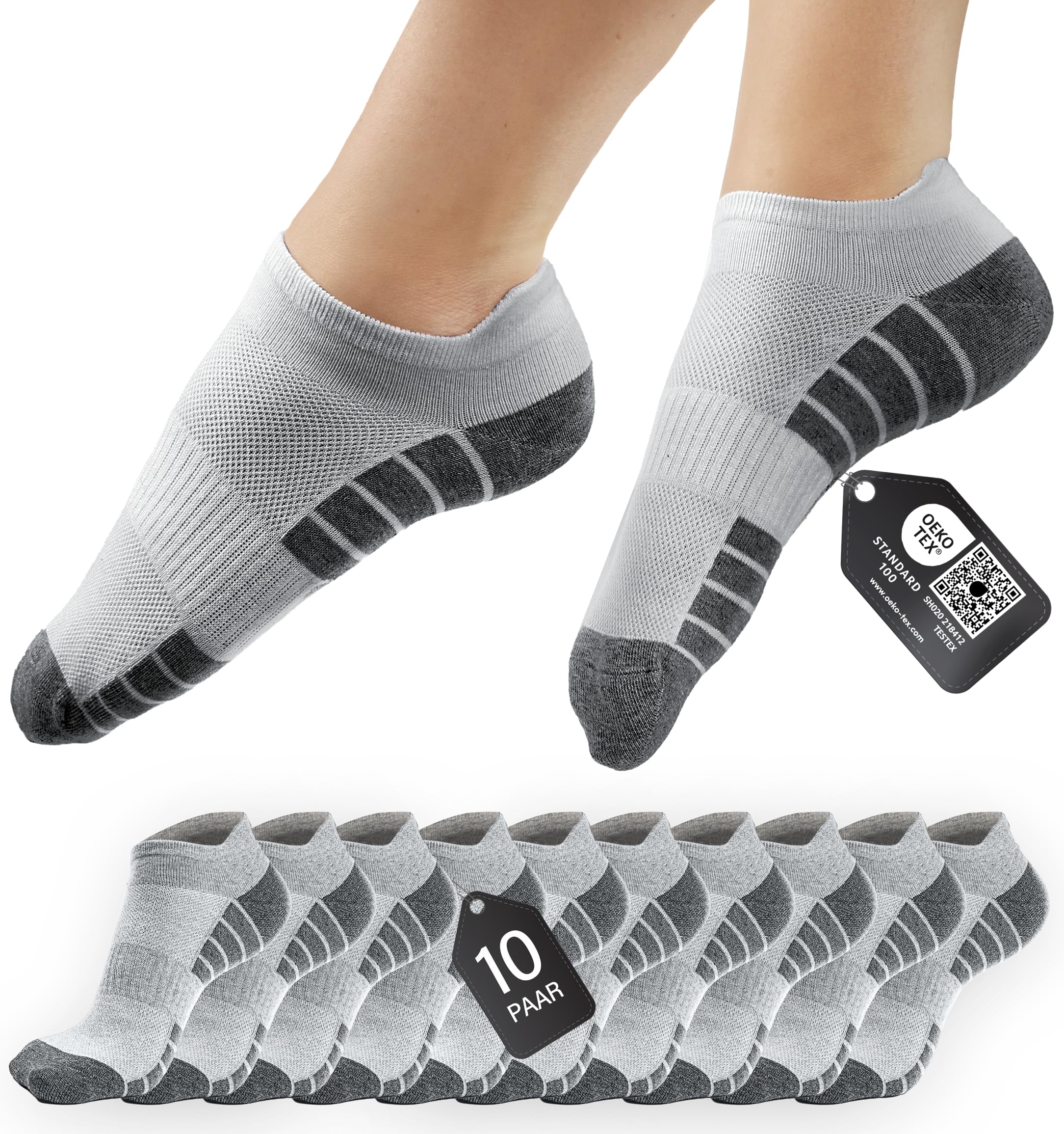 HELDENWERK Sneaker-Socken für Damen & Herren 10 Paar - Kurze Sport-Socken mit atmungsaktiver Baumwolle - Unisex Laufsocken Set