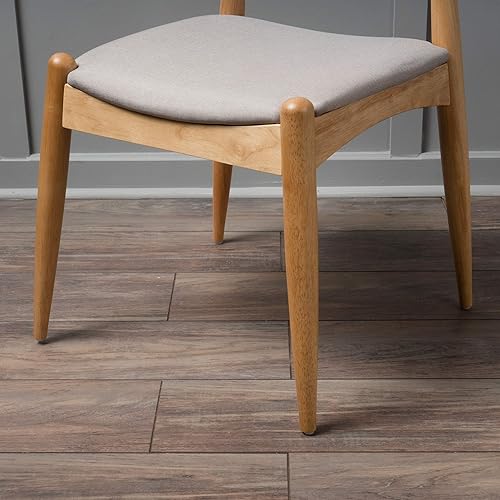 Miniatura 5 de Christopher Knight Home Francie Fabric with Oak Finish Dining Chairs, 2-Pcs Set, Beige
