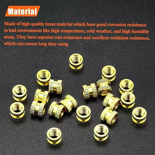 Miniatura 2 de 100 piezas de insertos de tuerca de latón, insertos roscados moleteados, piezas de incrustación, tuercas de incrustación, tuercas de latón de rosca