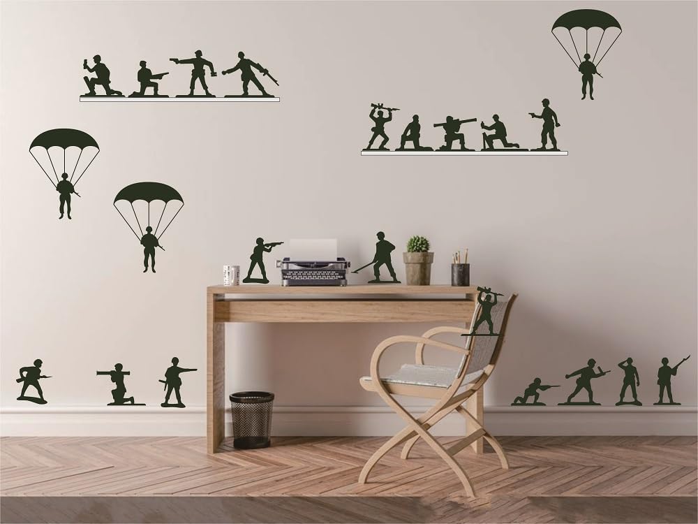 Cool Army Men Soldiers Helicopters Pack for Boy Kids Bedroom Vinyl Decal Home Decor Art