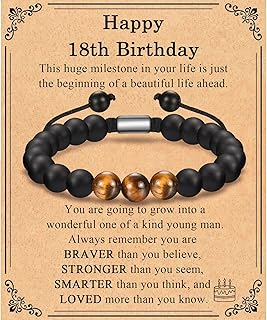 12th 13th 14th 15th 16th 17th 18th 21st 30th 40th 50th 60th 70th 80th 90th 100th Birthday Gifts for Him Men, Birthday Bracelet for Boys Mens Dad Son Grandson Nephew Boyfriend Brother Grandpa
