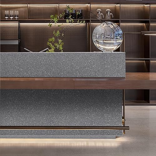 Miniatura 9 de Amiya Papel adhesivo de vinilo con purpurina gris oscuro de 17.3 x 120 pulgadas, autoadhesivo, para pegar y despegar, papel tapiz decorativo