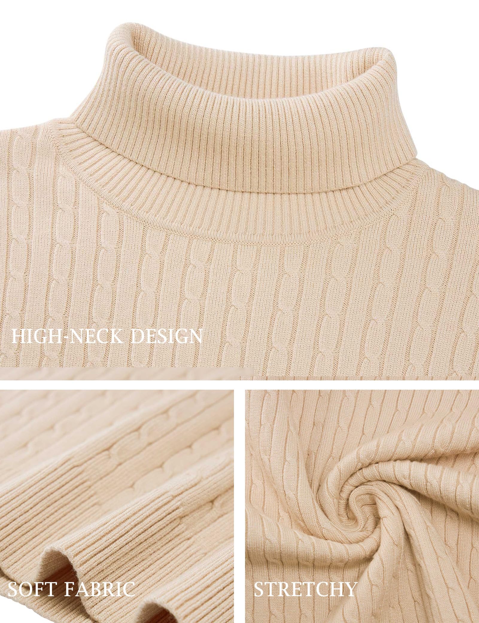 AIDEAONE Maglione Dolcevita da Uomo Maglione Casual a Costine Slim Fit a Maglia Collo Alto Pullover Dolcevita