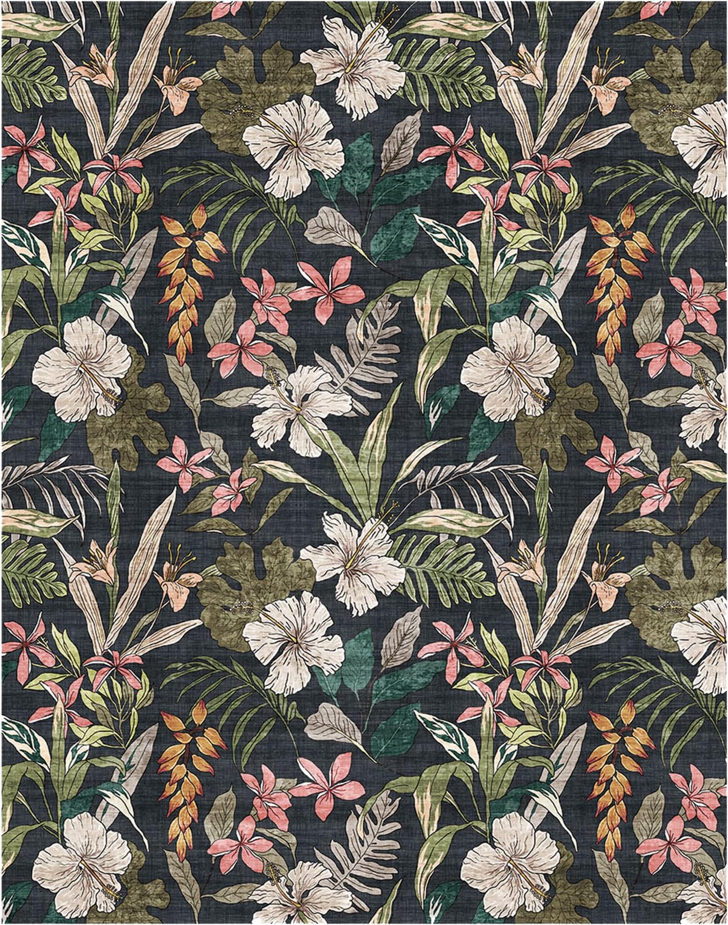 Indoor Modern/Contemporary Accent Rug - 3x5 Small, Non-Shedding, Ideal for High Traffic in Living Room, Bedroom, Entryway - Floral, Black, 26820