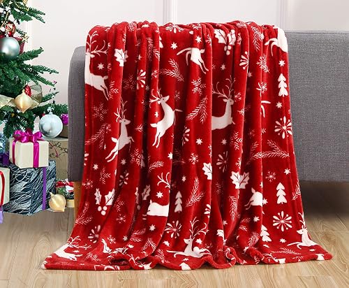 Elegant Comfort Luxury Velvet Super Soft Christmas Prints Fleece Blanket-Holiday