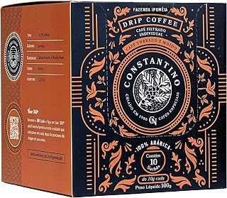 Café Constantino, Café especial Drip Coffee, 100% Arábica, 10 sachês, 100g | Sachês individuais para preparar em qualquer lugar; origem única da