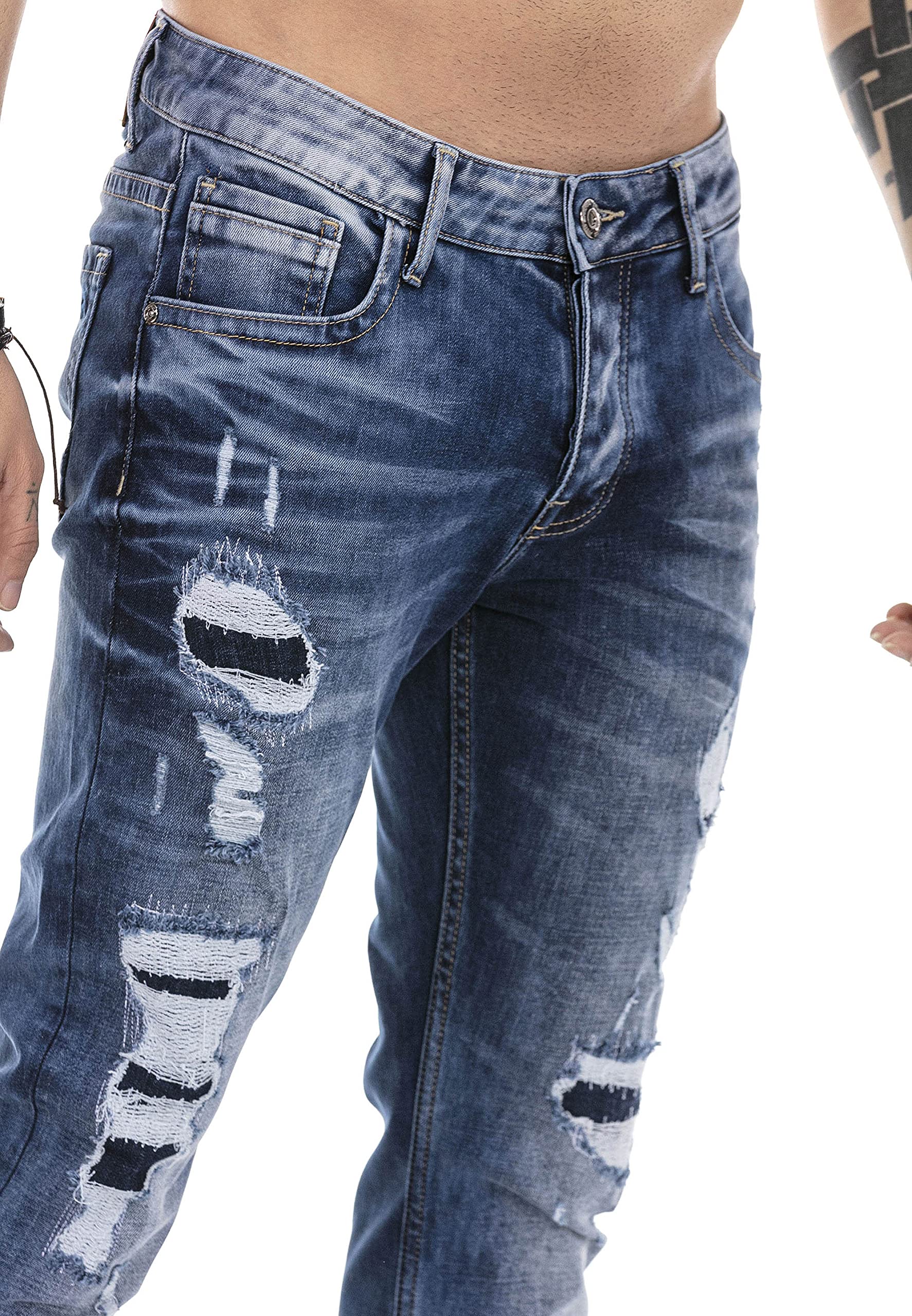 RED BRIDGE Jeans da Uomo Pantaloni Denim Stile Used Destroyed