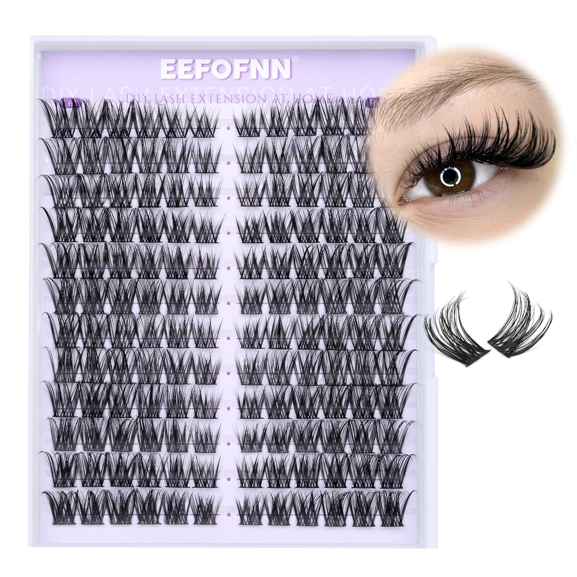 Eefofnn Wispy Wimpern-Cluster, natürliche Wimpernbügel, linke und rechte Wimpernverlängerung, CC, gelockt, einzelne Wimpern, 10–15 mm, Katzenaugen-Wimpern, dünnes Band, einfach zu verwenden