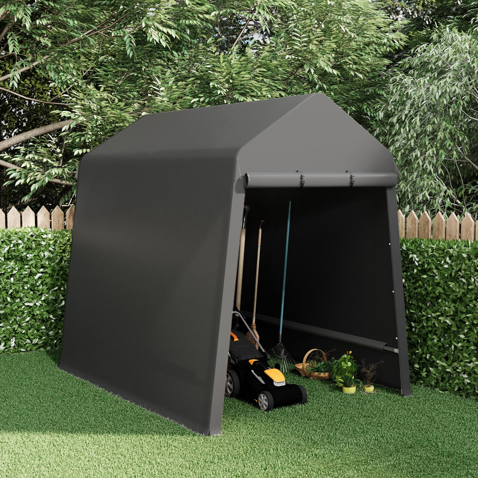 Amazon.com: 6X8 Ft Outdoor Portable Storage Shelter Shed with Rolled Up ...