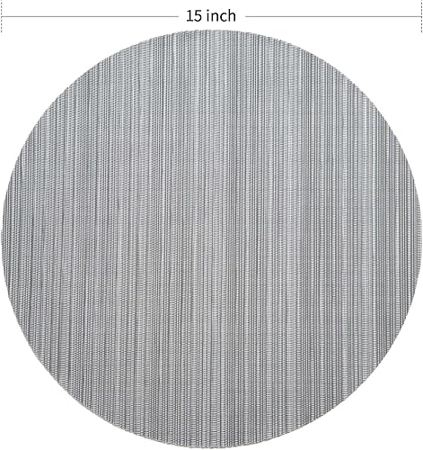 Miniatura 2 de FunWheat Juego de 6 manteles individuales de vinilo lavables para mesa de comedor, manteles redondos tejidos de plástico duradero, 15 pulgadas,