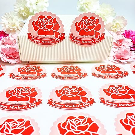 Amazon Creve 母の日 Mothers Day ギフトシール フラワーデザイン 花型 業務用 ラッピング おおきめサイズ 4 4 4 0cm 50枚セット ギフトシール 文房具 オフィス用品