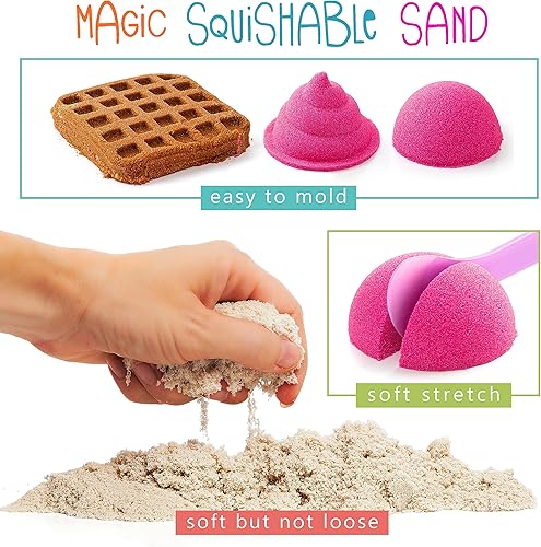 Miniatura 9 de Contenedor sensorial  29 piezas de helados de juguete para tienda de juguetes con 9 juguetes de arena de helado, arena lunar de 1.7 libras para