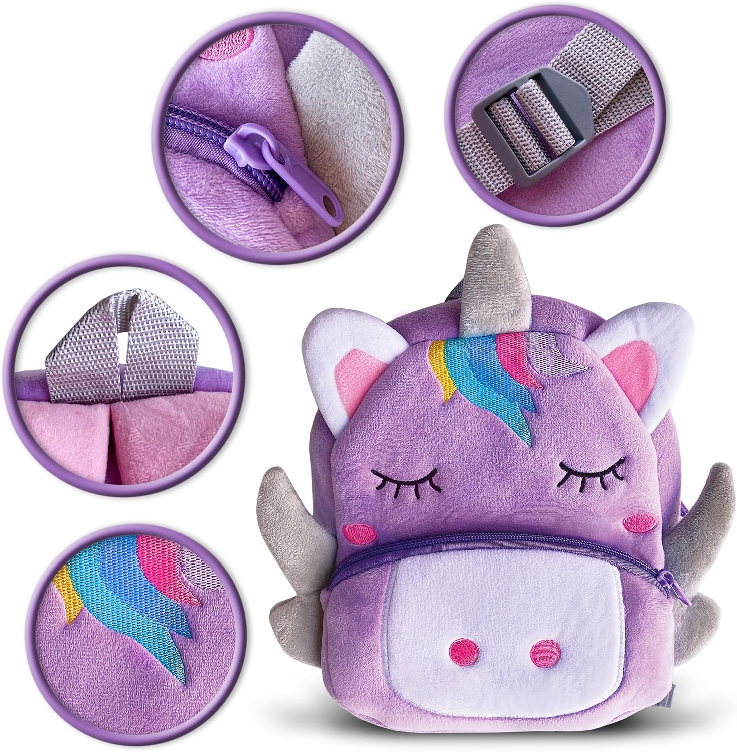 Toddler Animal Cartoon Small Mini Backpack with Adjustable Straps for Boys and Girls - Travel Carrier for Toys, Crafts, Essentials - Unique Birthday Gift for 1-5-year-old (Unicorn)