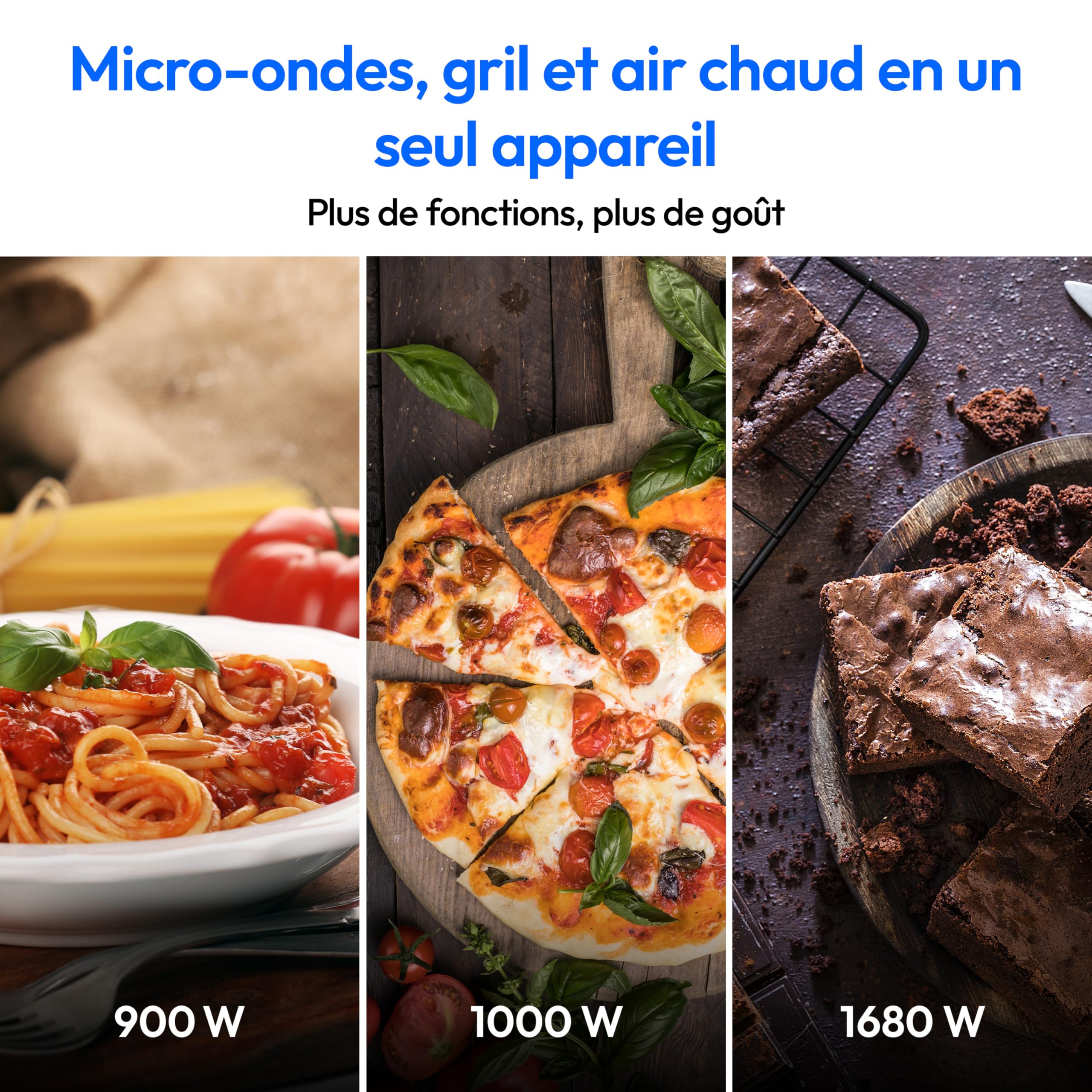 MEDION Micro-onde 3en1 avec gril et air chaud combiné (23L, 900W, 1000 W gril, 1680 W air chaud, 10 programmes automatiques, 5 niveaux de puissance, mode décongeler, design miroir, MD11493) noir