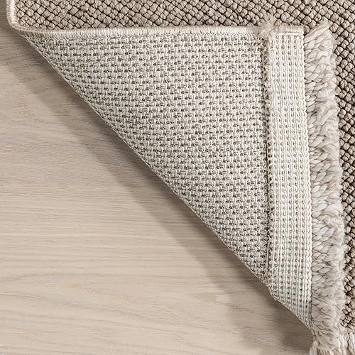 Miniatura 4 de nuLOOM Alfombra de área sólida con flecos de granja, 4x6, beige