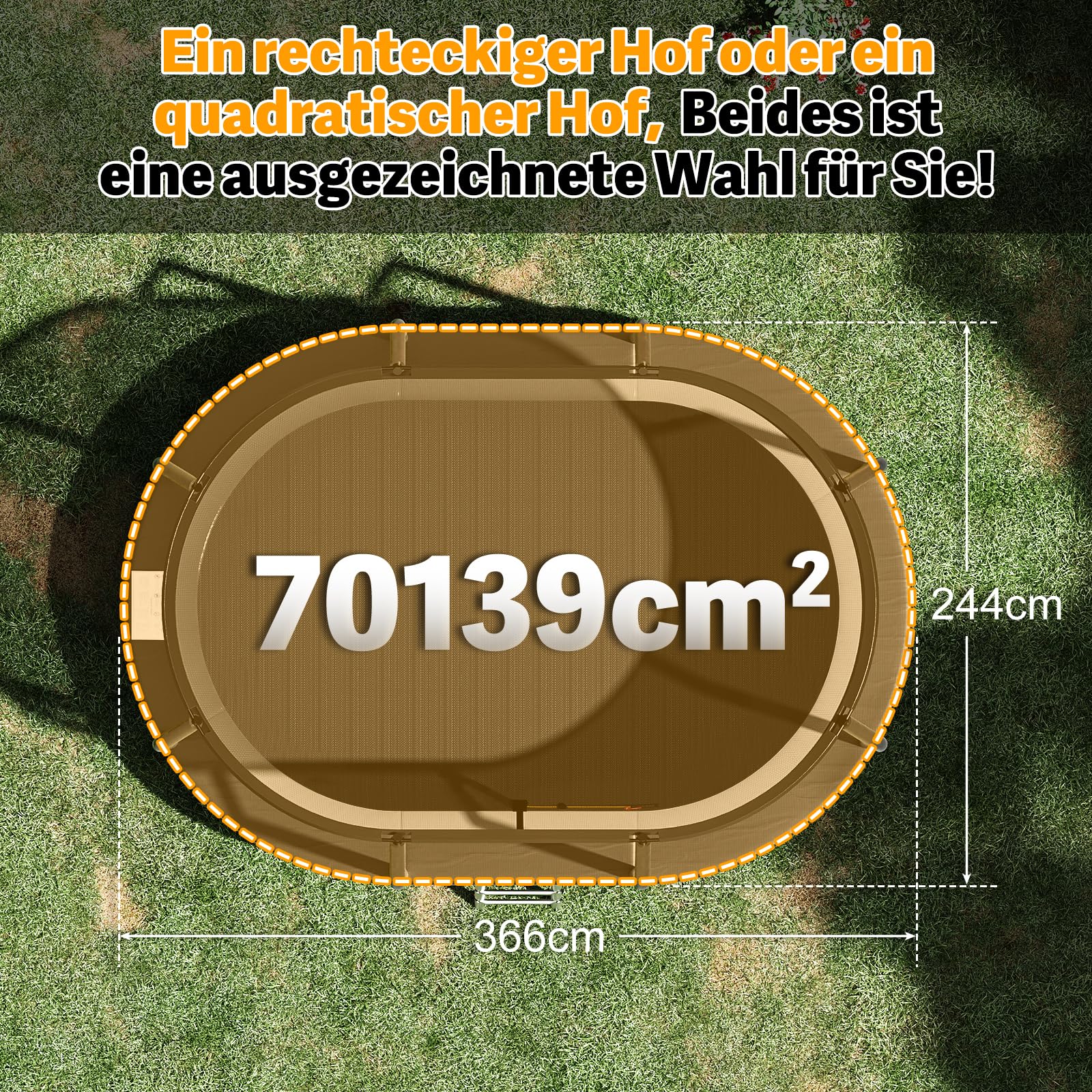 Devoko Outdoor Trampolin - Large Oval, 3 in 1 Familientrampolin Mit Sicherheitsnetz, Robuster Metallrahmen, Geeignet für Kinder und Erwachsene