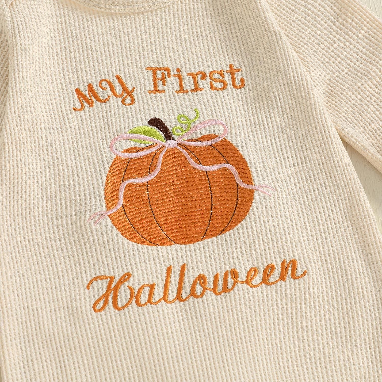 My First Thanksgiving Baby Girl Outfit Newborn Homemade Rolls Onesie Waffle Knit Romper Jumpsuit Cute Clothes - Image 4