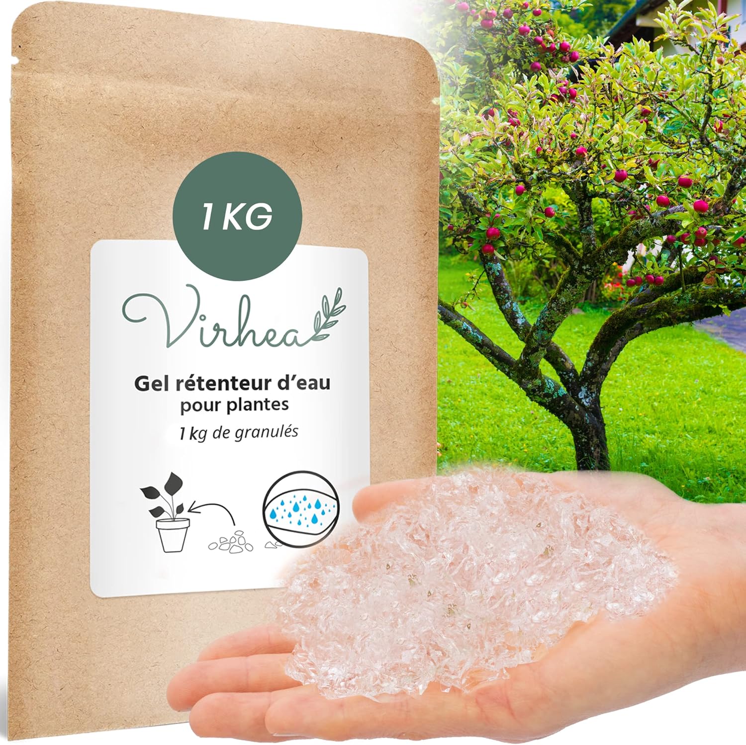 VIRHEA Water Retaining Gel Granules for Plants Automatic Watering during the Holidays Indoor