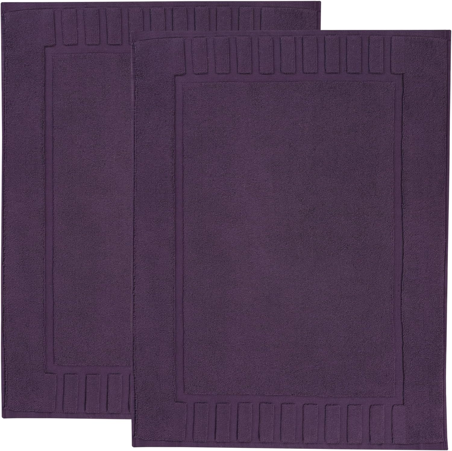 Superior 100% Cotton Bathmat Set, Bath Mat, Bathroom Decor, Shower, Bathtub Essentials, Home Accessories, Washable Rug, Absorbent, Quick Dry, Leo Collection, Set of 2, 22" x 35", Eggplant