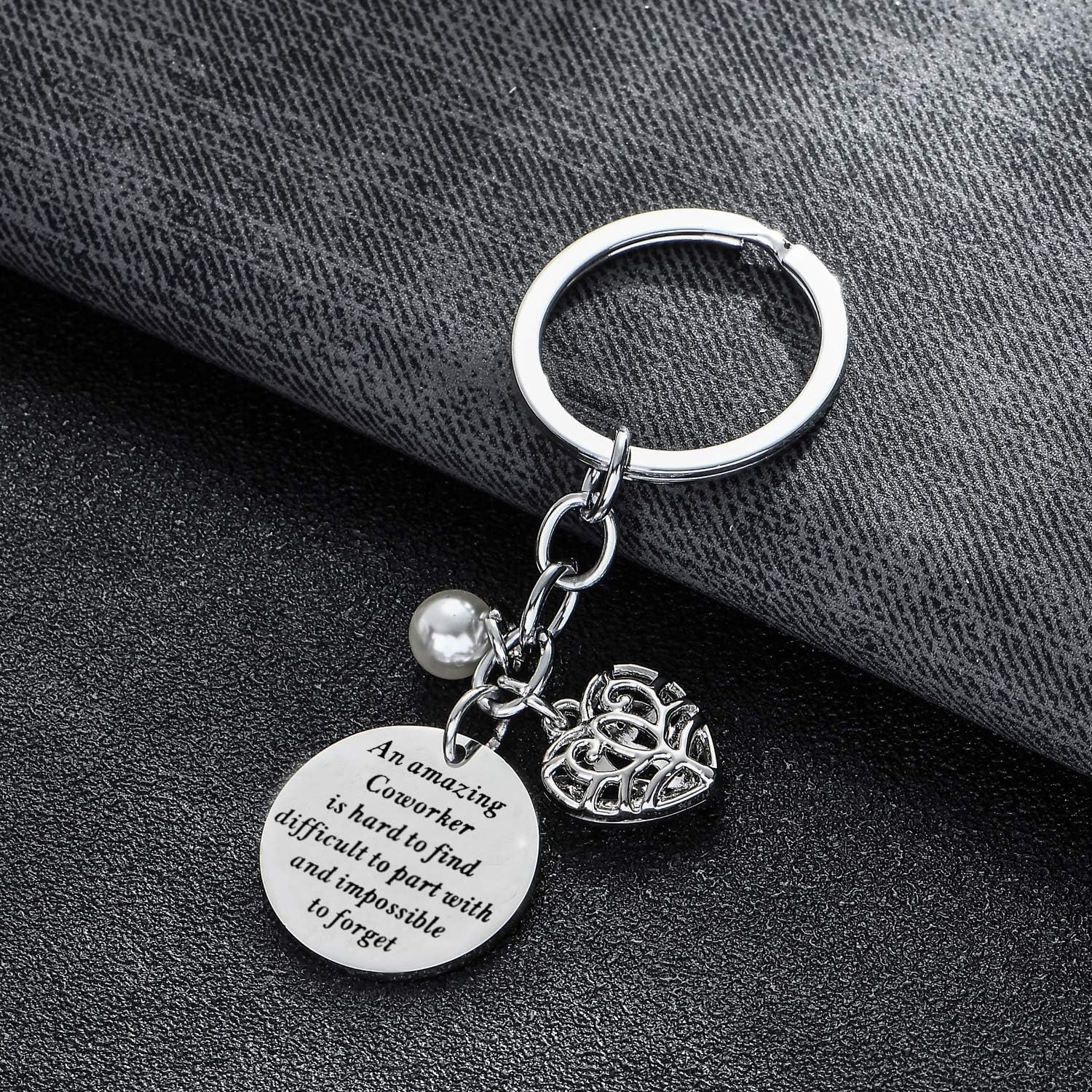 BESPMOSP Coworker Leaving Heart Keychain - Amazing Colleague Is Hard to Find, Difficult to Part With, Impossible to Forget - Goodbye Gifts for Best Coworker, Colleague and Boss image 2