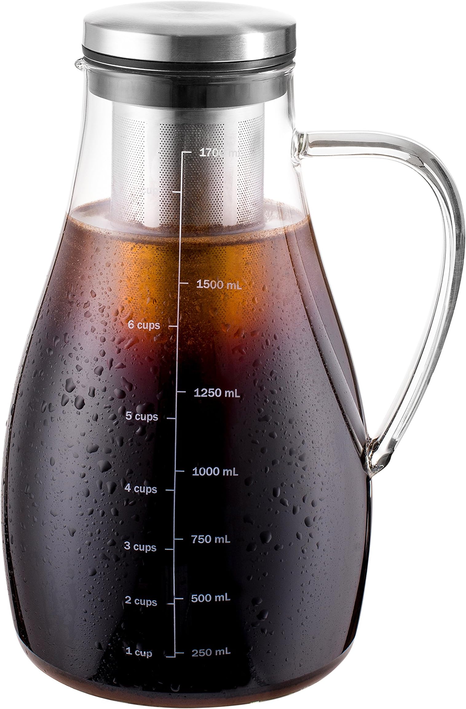 eekay Wares Air-Tight Cold Brew Coffee Maker, Tea, Fruit Infuser, 1.7L, with Double Walled Stainless Steel Removable Filter