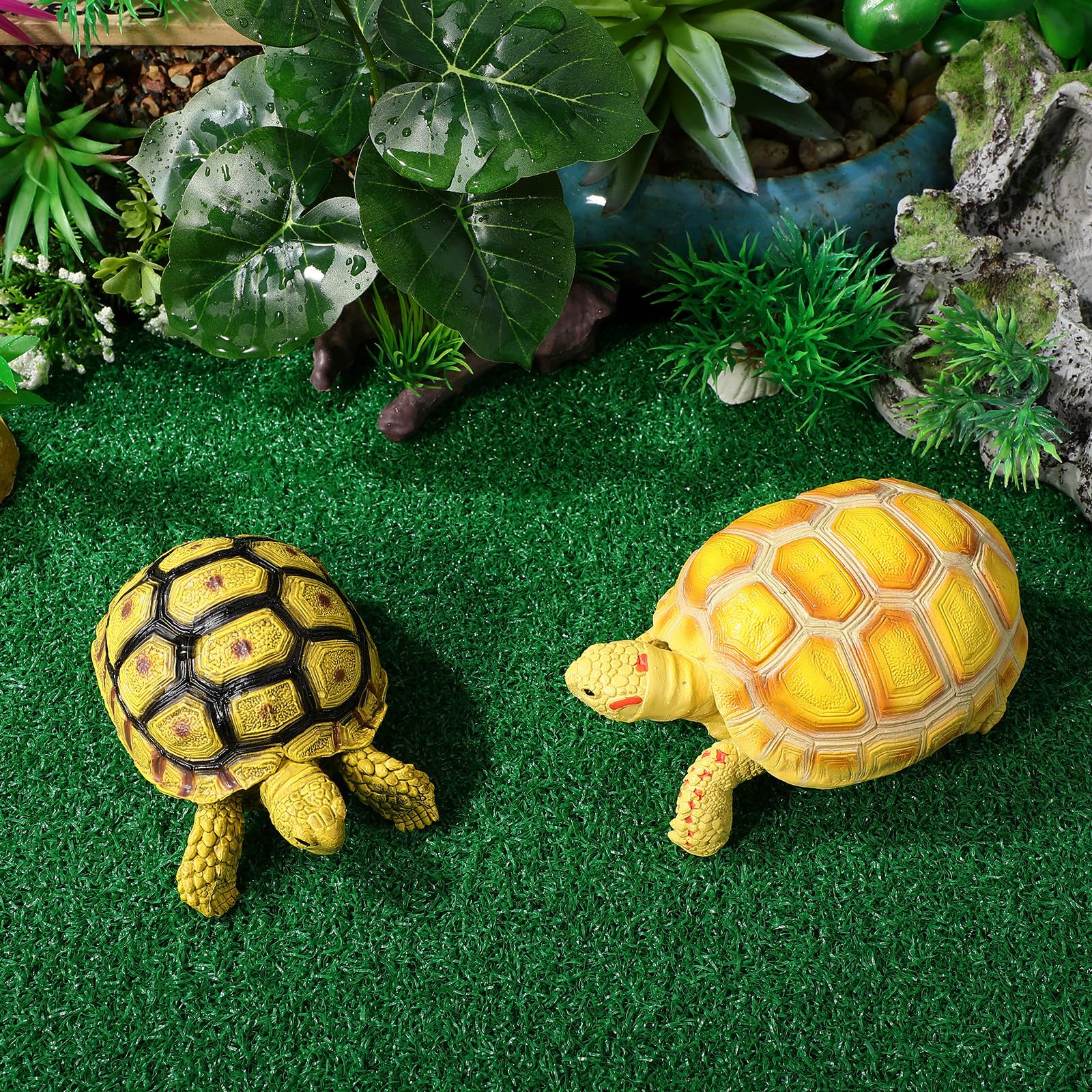 STOBAZA Terrain pour Tortue en Plastique Vert, Tapis de Gazon Synthétique Délicat pour Plateforme Flottante de Reptile, Adapté pour Aquarium et Petit Bassin