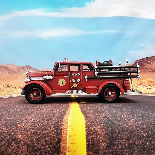 Miniatura 8 de Modelo de camión Retro Fire Diecast Metal Miniature Vehicles Large Fire Fighting Truck Decor Home Antique Truck Decor Automotive Decor 16.4'' de