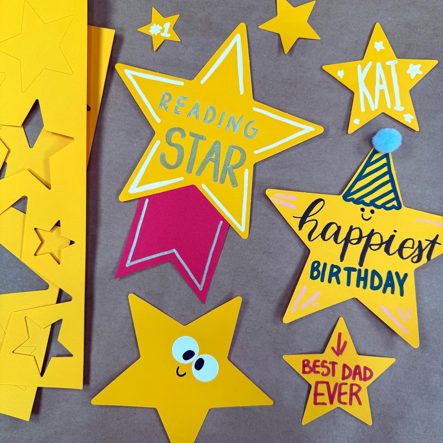 Star Cutouts, Gold, 6 Sizes, 240 Piece, Bulletin Board Decor | US-made cardstock, 2-sided, bulletin board decorations, classroom decor, Hollywood theme