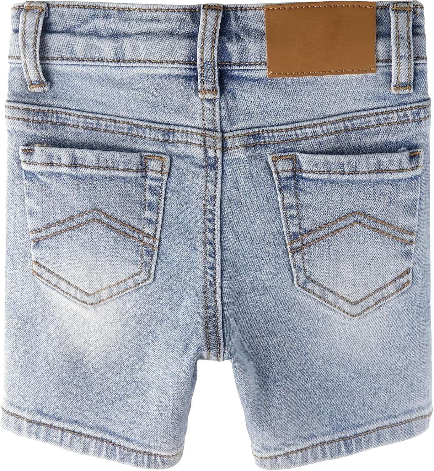 KIDSCOOL SPACE Baby Little Boys Summer Denim Shorts, Ripped Soft Elastic Band Inside Half Jean Pants
