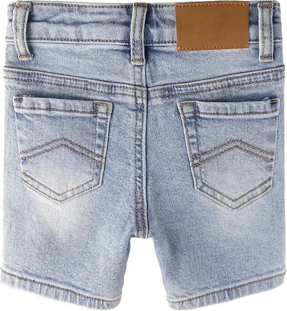KIDSCOOL SPACE Baby Little Boys Summer Denim Shorts, Ripped Soft Elastic Band Inside Half Jean Pants